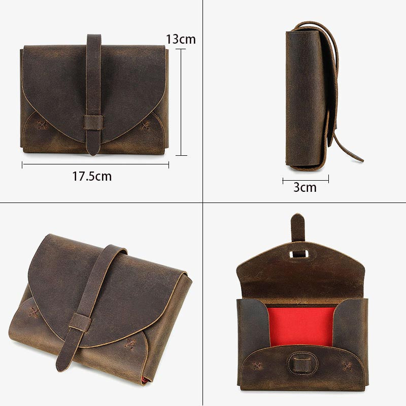 Vintage Storage Bag Envelope Shape Genuine Leather Book Cover
