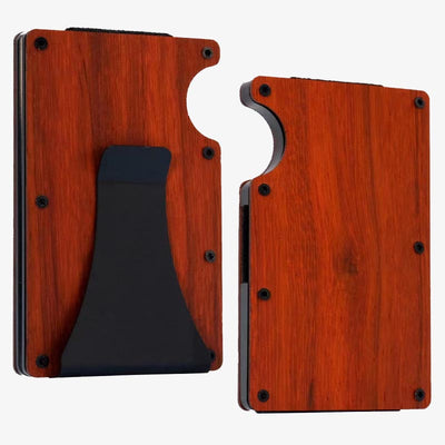 Women Men Wooden RFID Card Holder Alloy Large Money Clip