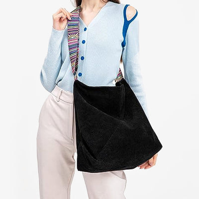 Corduroy Crossbody Bag For Women Wide Single Strap Commuter Purse