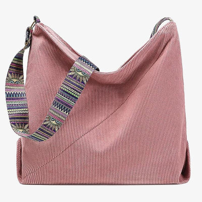 Corduroy Crossbody Bag For Women Wide Single Strap Commuter Purse