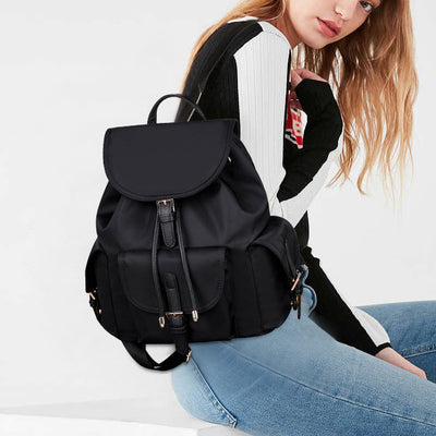 Drawstring Clamshell Backpack For Weekender Minimalist Waterproof Oxford Daypack