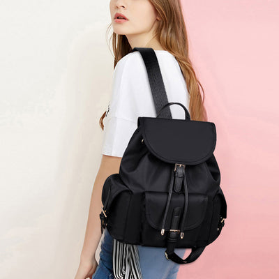 Drawstring Clamshell Backpack For Weekender Minimalist Waterproof Oxford Daypack