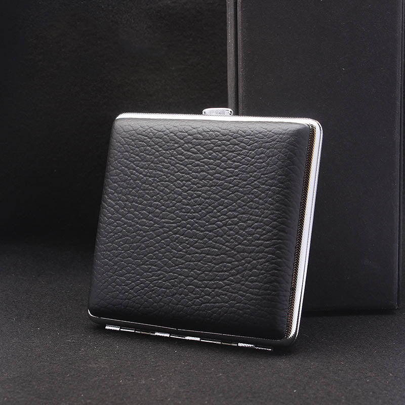Stainless Leather Cigarette Case For Men Minimalist Solid Color Box