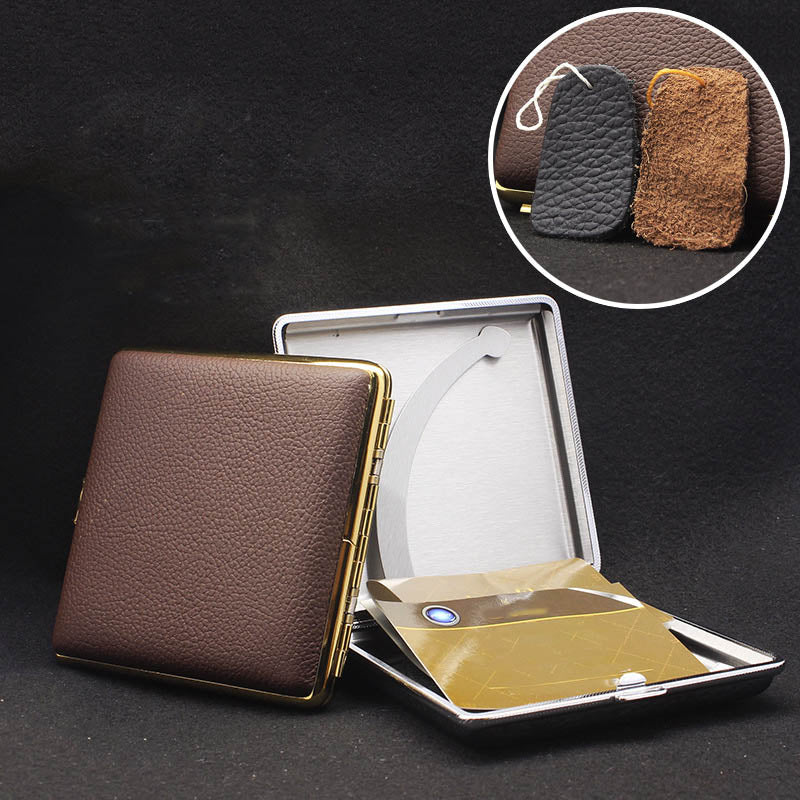 Stainless Leather Cigarette Case For Men Minimalist Solid Color Box