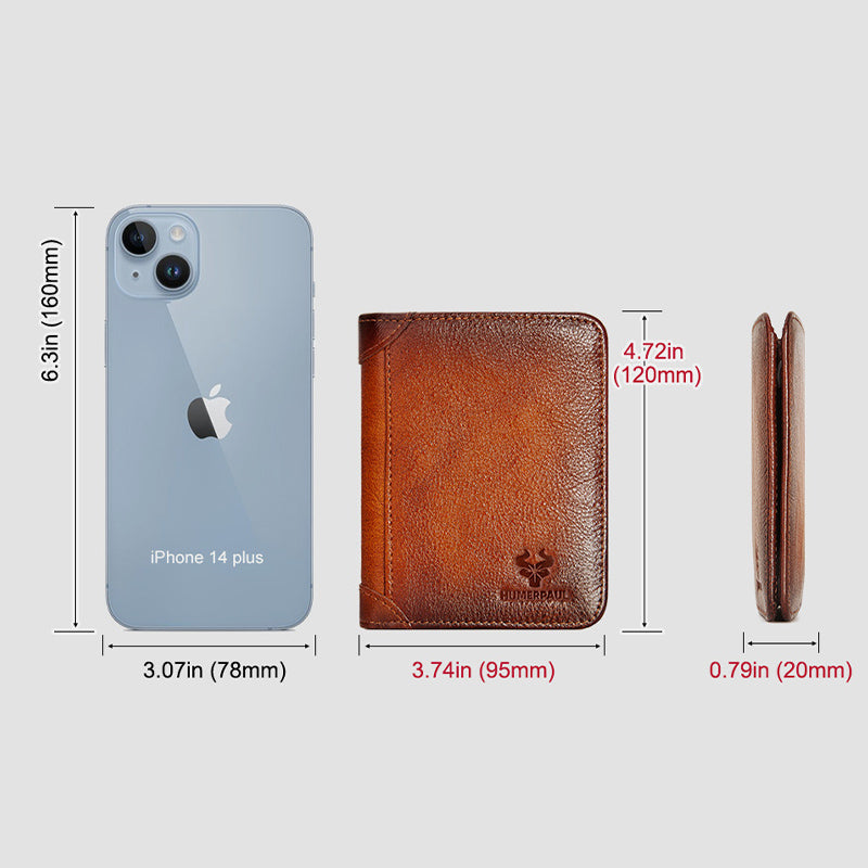 Ultra Thin Trifold Wallet For Men RFID Leather Short Purse