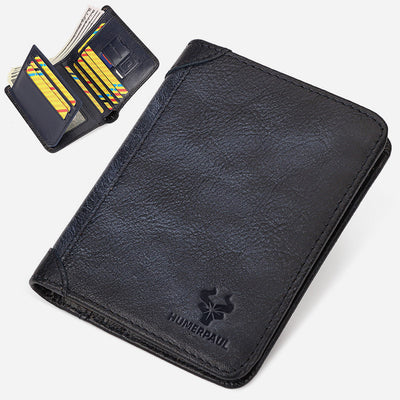 Ultra Thin Trifold Wallet For Men RFID Leather Short Purse