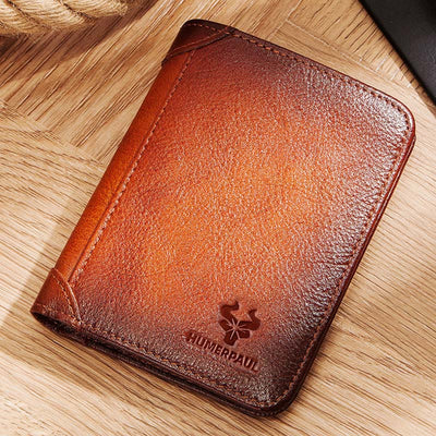 Ultra Thin Trifold Wallet For Men RFID Leather Short Purse