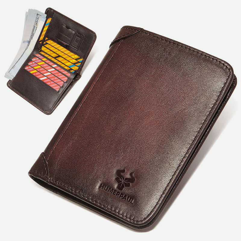 Ultra Thin Trifold Wallet For Men RFID Leather Short Purse