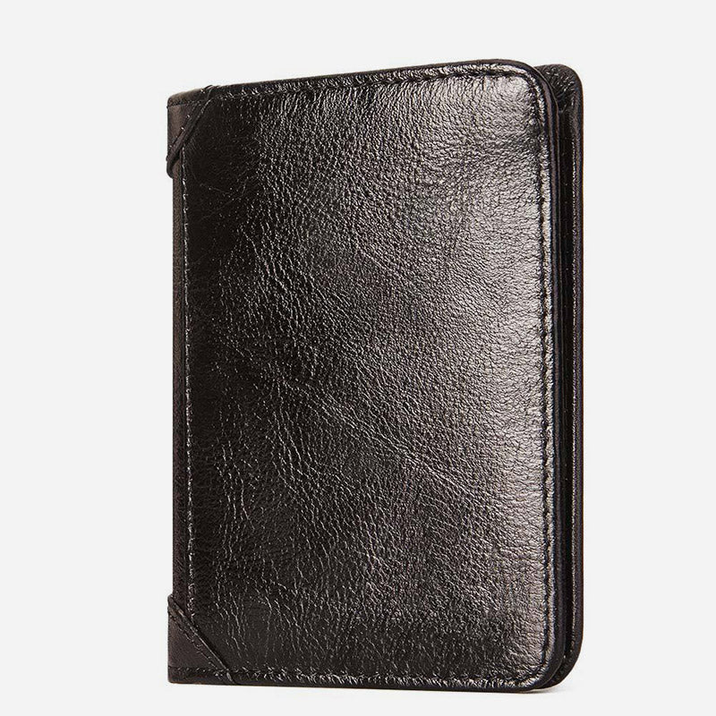 Ultra Thin Trifold Wallet For Men RFID Leather Short Purse