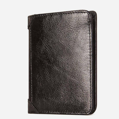 Ultra Thin Trifold Wallet For Men RFID Leather Short Purse