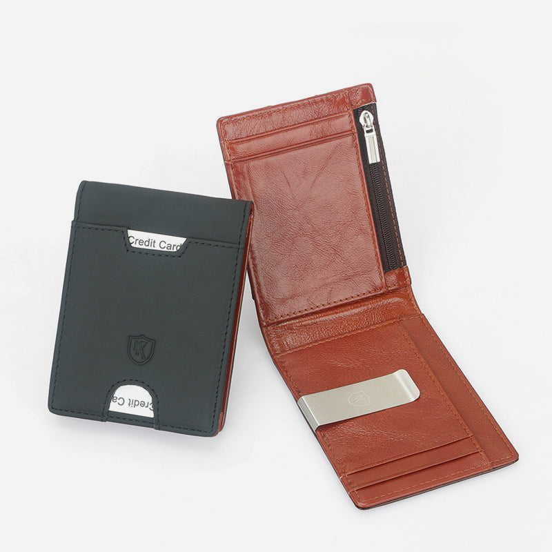 RFID Blocking Wallet For Men Slim Leather Money Clip