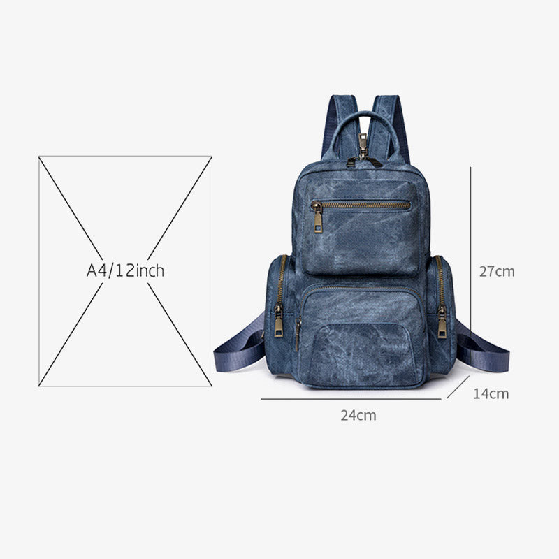 Retro Leather Backpack Convertible Sling Bag For Women Weekender