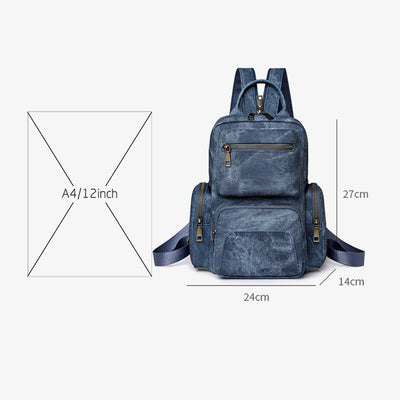 Retro Leather Backpack Convertible Sling Bag For Women Weekender