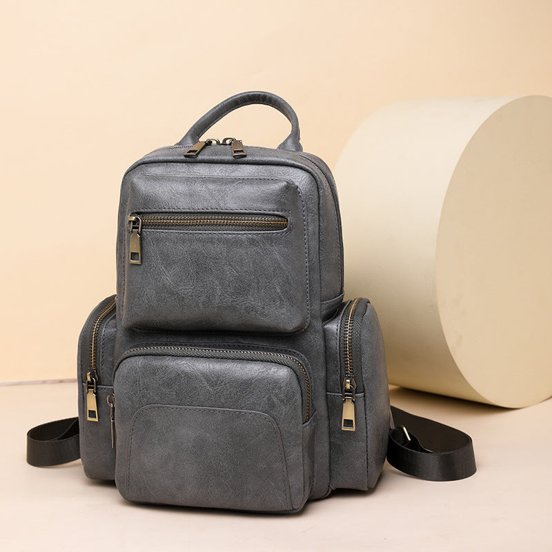 Retro Leather Backpack Convertible Sling Bag For Women Weekender