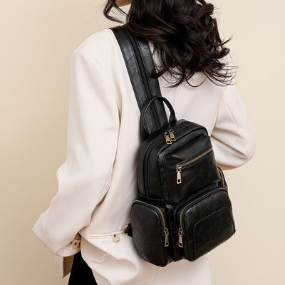 Retro Leather Backpack Convertible Sling Bag For Women Weekender