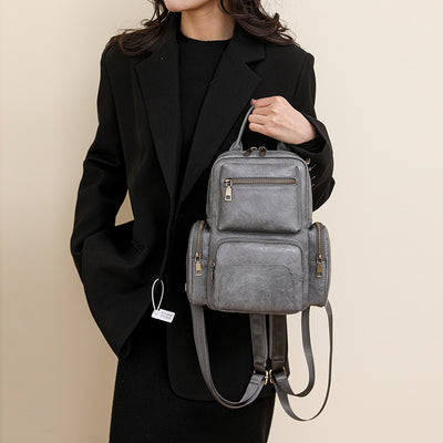 Retro Leather Backpack Convertible Sling Bag For Women Weekender