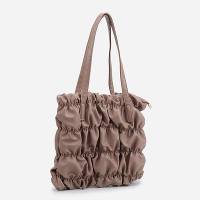 Pleated Tote Commuter Purse For Women Vegan Leather Underarm Bag