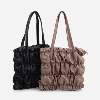 Pleated Tote Commuter Purse For Women Vegan Leather Underarm Bag