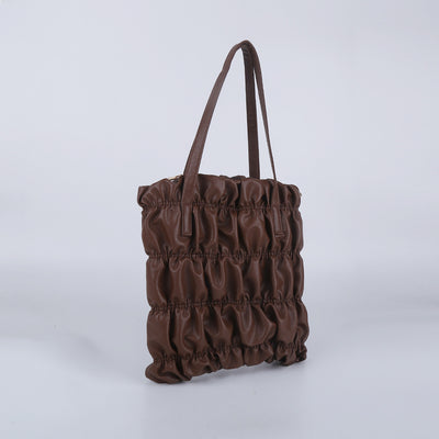 Pleated Tote Commuter Purse For Women Vegan Leather Underarm Bag