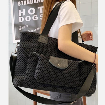 Black Tote For Weekender Lightweight Mesh Travel Shoulder Bag
