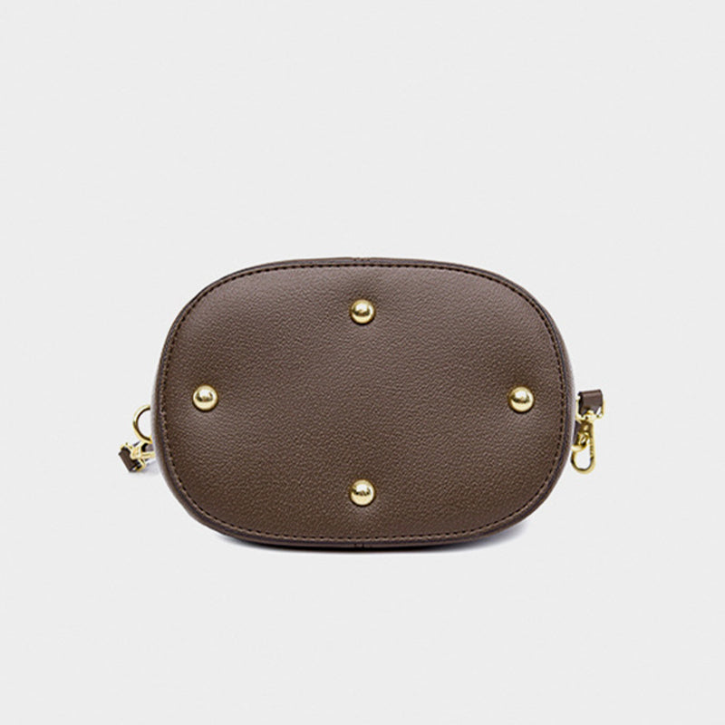Splicing Pattern Bucket Bag For Women Soft Leather Crossbody Bag