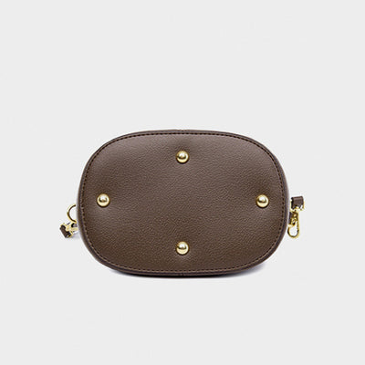 Splicing Pattern Bucket Bag For Women Soft Leather Crossbody Bag