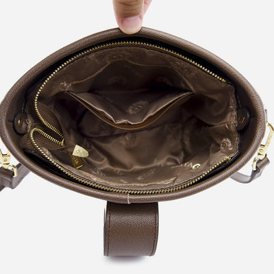 Splicing Pattern Bucket Bag For Women Soft Leather Crossbody Bag