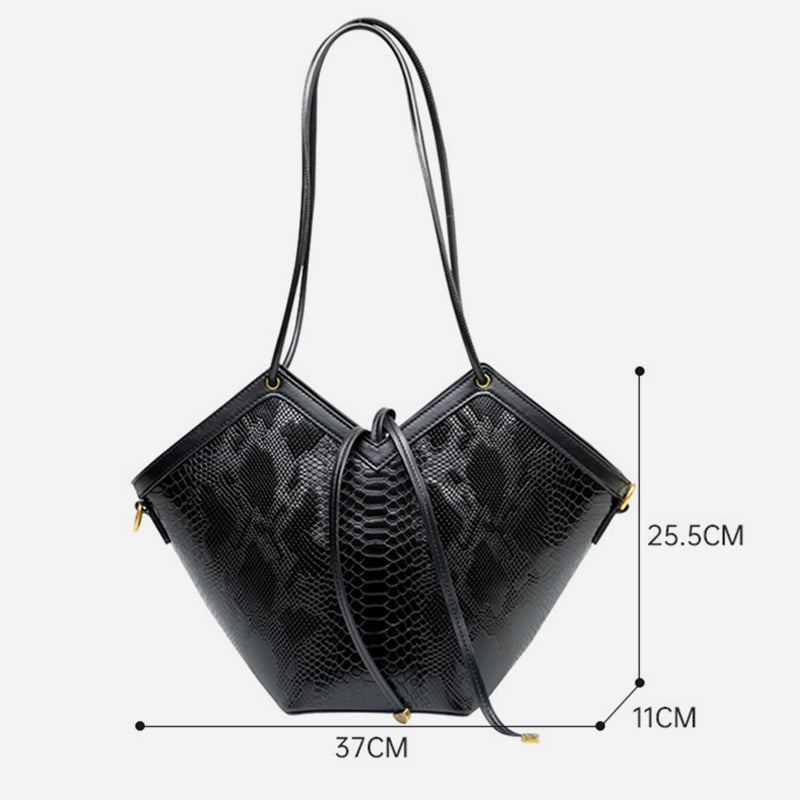 Underarm Bag For Commuter Snakeskin Grain Leather Shoulder Purse