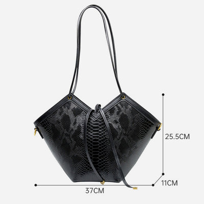 Underarm Bag For Commuter Snakeskin Grain Leather Shoulder Purse