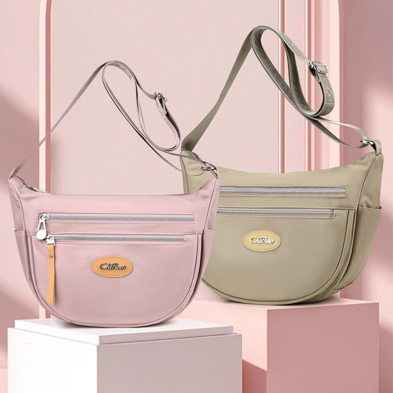 Nylon Crossbody Bag For Women Commuter Wide Shoulder Strap Purse