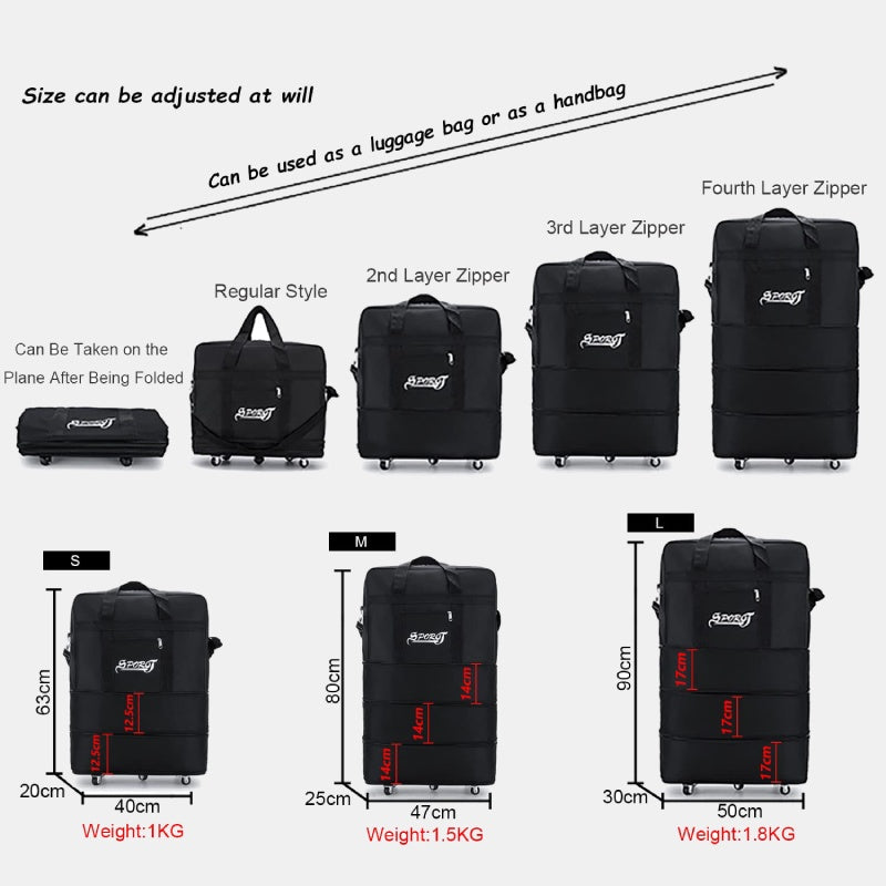 Expandable Spinner Wheel Travel Rolling Tote Luggage Bag Duffel Bag