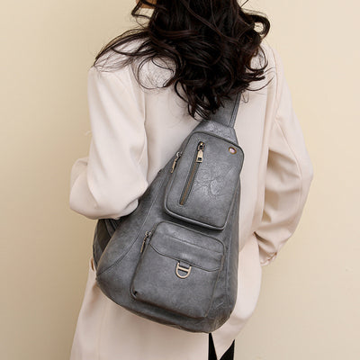 Large Leather Sling Bag For Women Weekender Minimalist Crossbody Bag