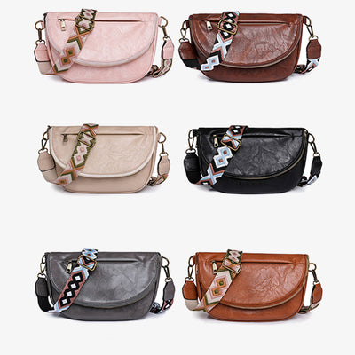 Retro Crossbody Bag For Women Bohemia Wide Strap Underarm Bag