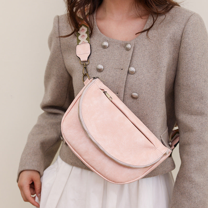 Retro Crossbody Bag For Women Bohemia Wide Strap Underarm Bag