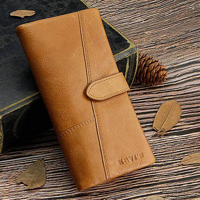 RFID Large Capacity Vintage Genuine Leather Purse