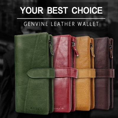 RFID Large Capacity Vintage Genuine Leather Purse