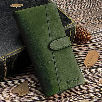 RFID Large Capacity Vintage Genuine Leather Purse