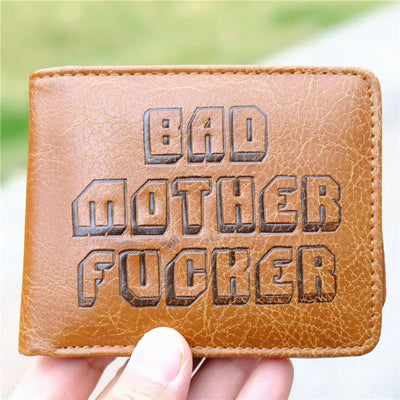 Bad Mother F**ker Print Wallet For Men Vegan Leather Purse