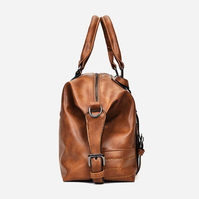 Retro Vegan Leather Tote Crossbody Bag Doctor Bag for Ladies Boston Bag