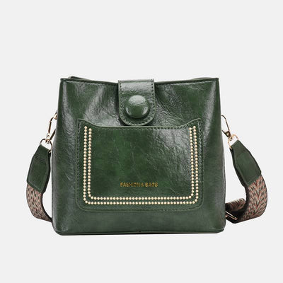 Women Wide Strap Bucket Bag solid Color Elegant Crossbody Bag