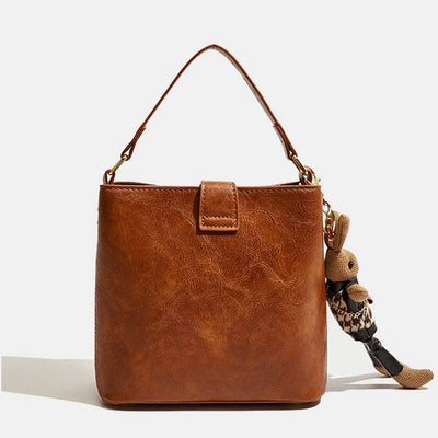 Women Wide Strap Bucket Bag solid Color Elegant Crossbody Bag