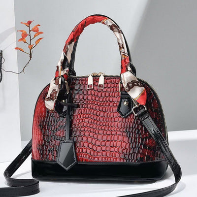 Snakeskin Grain Top Handbag Large Capacity Seashell Crossbody Bag