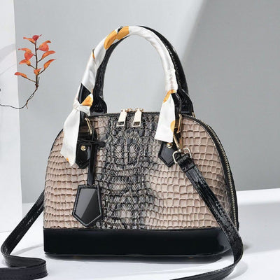 Snakeskin Grain Top Handbag Large Capacity Seashell Crossbody Bag