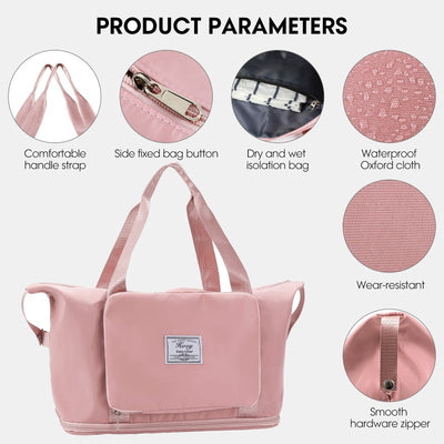 Travel Duffle Bag Extra Large Foldable Tote with Dry Wet Separation Pocket