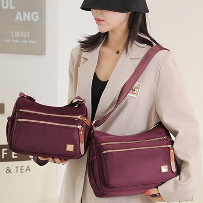 4 Zip Crossbody Nylon Purse for Women Casual Shoulder Bag