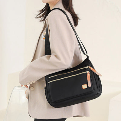 4 Zip Crossbody Nylon Purse for Women Casual Shoulder Bag