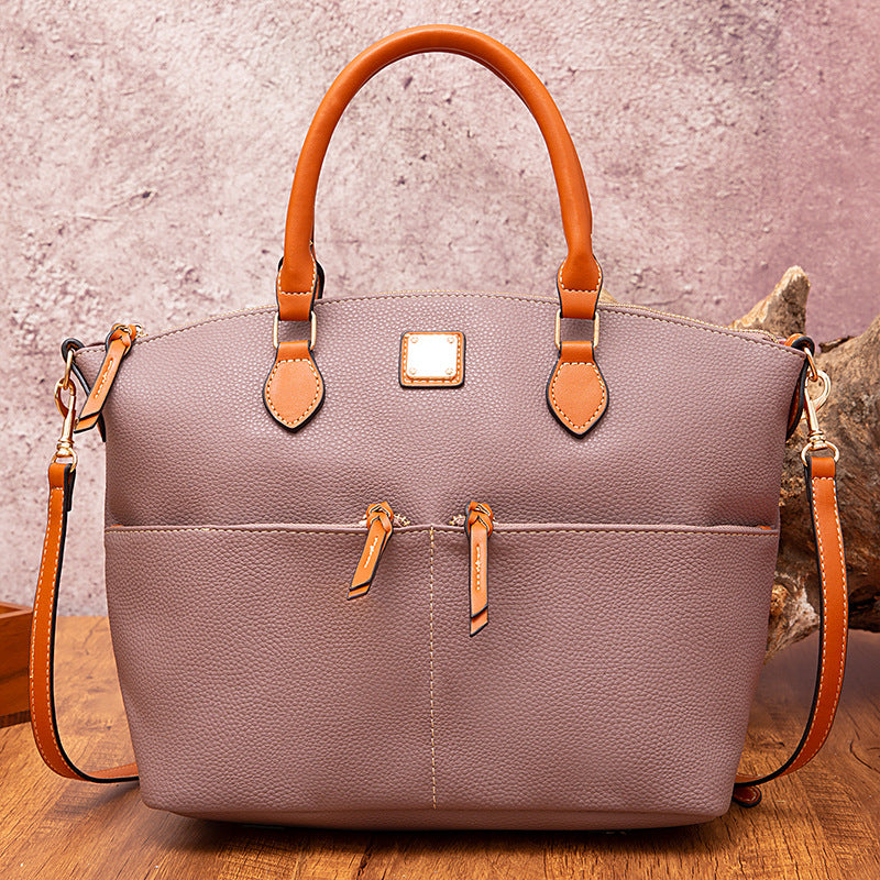 Lychee Pebble Grain Tote For Lady Classic Crossbody Leather Bag