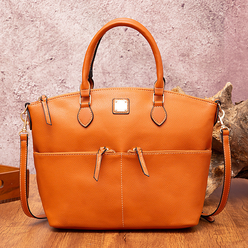 Lychee Pebble Grain Tote For Lady Classic Crossbody Leather Bag