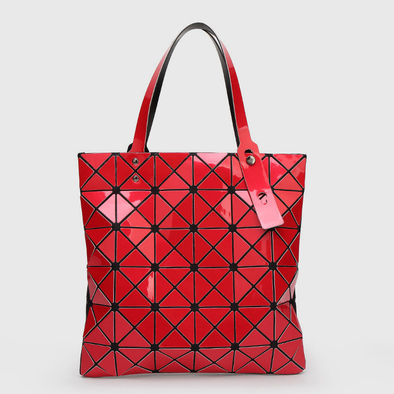 Geometric Diamond Shoulder Bag Minimalist Solid Color Women Handbag - Crimson - image 15