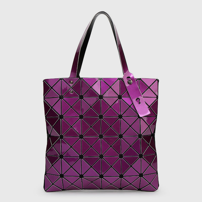 Geometric Diamond Shoulder Bag Minimalist Solid Color Women Handbag - DarkMagenta - image 20